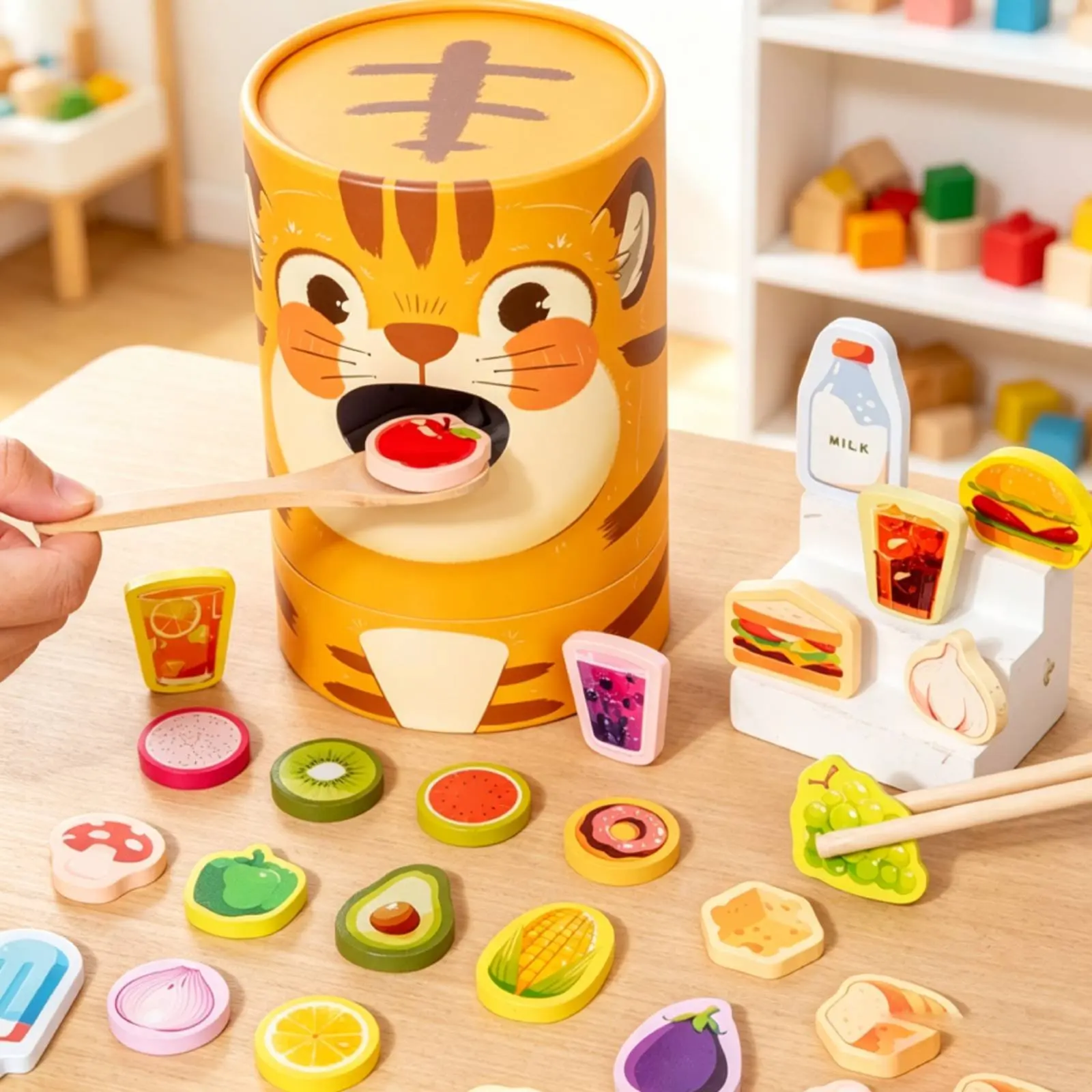 Chopstick Training Toy Fine Movement Skills Wooden Feeding Toy Tiger Feeding Game Early Learning Pretend Play Set for Preschool
Chopstick Training Toy Fine Movement Skills Wooden Feeding Toy Tiger Feeding Game Early Learning Pretend Play Set for Preschool