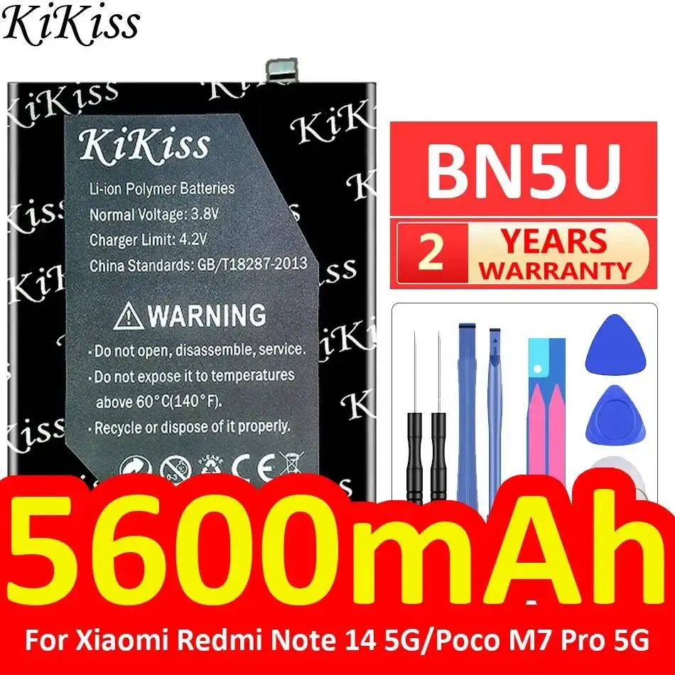 Легкая и долговечная батарея BN5U 5600 мАч для мобильных телефонов Xiaomi Redmi Note 14 5G и Poco M7 Pro 5G
Легкая и долговечная батарея BN5U 5600 мАч для мобильных телефонов Xiaomi Redmi Note 14 5G и Poco M7 Pro 5G