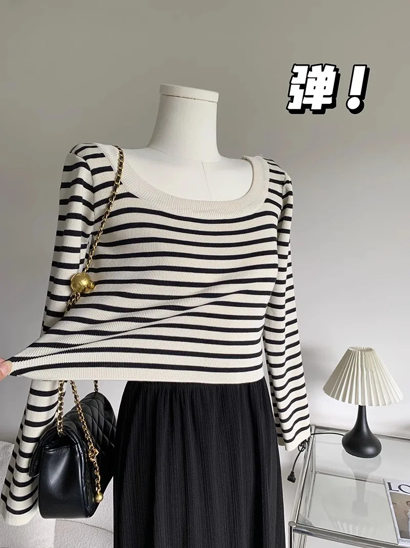 Long-sleeved Vintage Striped Casual Short Sweater Women Korean Fashion Women's Aesthetic Party College Pullover Sweater
Long-sleeved Vintage Striped Casual Short Sweater Women Korean Fashion Women's Aesthetic Party College Pullover Sweater