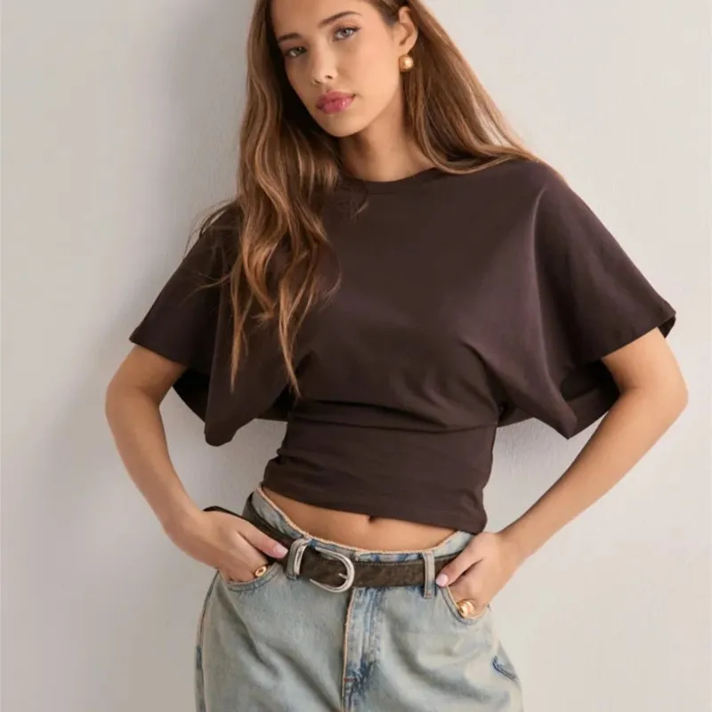 2025 Fashion Summer Simple Matching T-shirt Round Neck Pullover Tops Short Sleeve Waist Slim Solid Loose Casual Women's Cothing
2025 Fashion Summer Simple Matching T-shirt Round Neck Pullover Tops Short Sleeve Waist Slim Solid Loose Casual Women's Cothing