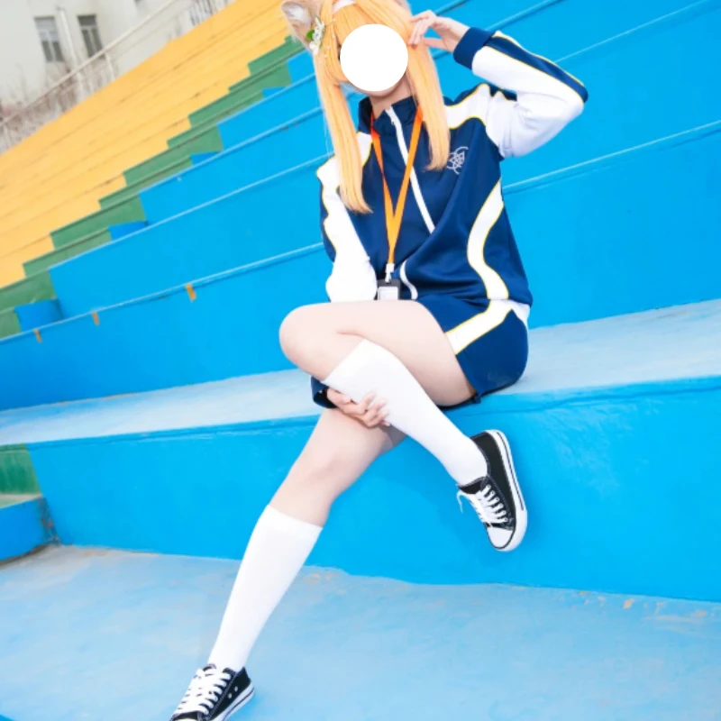 Athletic Gym Class Cosplay Set Mari Iroha Hasumi Blue White Sportswear Spats Elastic Top Pleated Skirt For Women Halloween Party
Athletic Gym Class Cosplay Set Mari Iroha Hasumi Blue White Sportswear Spats Elastic Top Pleated Skirt For Women Halloween Party