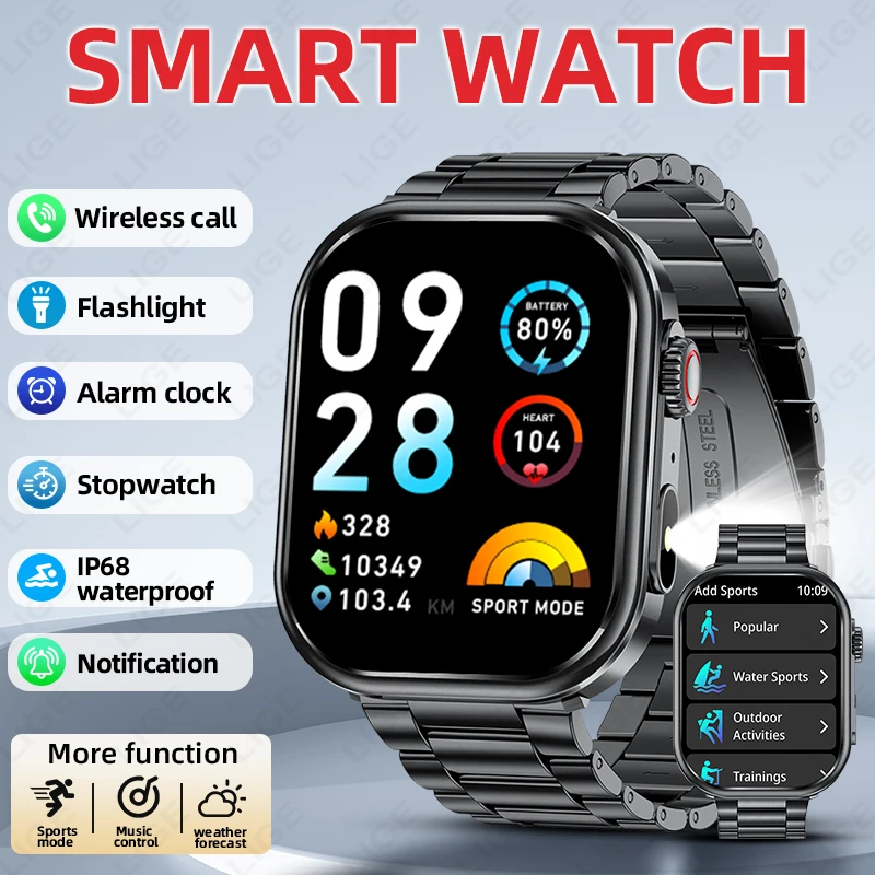 LIGE Men Sport Smart Watch New 2.01'' Large HD Screen Waterproof Flashlight Watches Bluetooth Call Heart Rate Outdoor Smartwatch
LIGE Men Sport Smart Watch New 2.01'' Large HD Screen Waterproof Flashlight Watches Bluetooth Call Heart Rate Outdoor Smartwatch