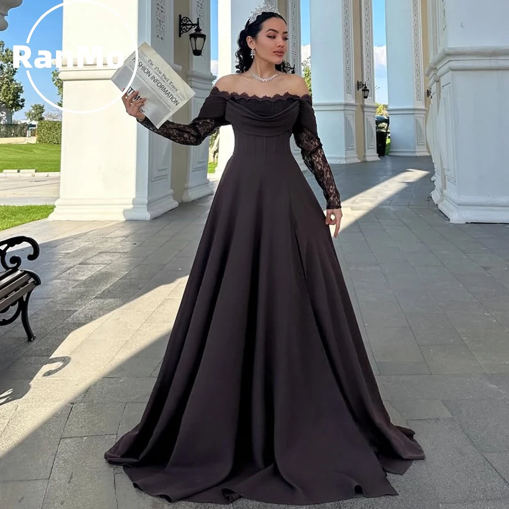 Ranmo Elegant Off Shoulder A-line Prom Dress Floor-Length vestidos de noche Full Sleeve Elegant Chiffon Evening Dresses 2026
Ranmo Elegant Off Shoulder A-line Prom Dress Floor-Length vestidos de noche Full Sleeve Elegant Chiffon Evening Dresses 2026