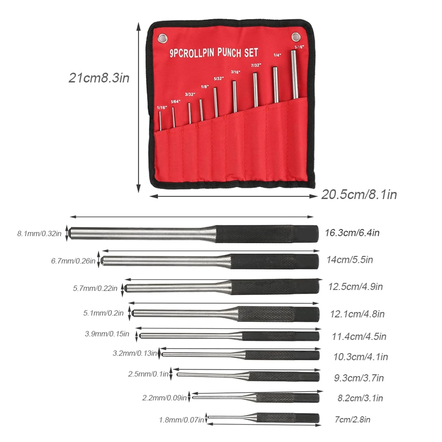 Essential Professional Grade 9-Piece Steel Roll Pin Set Automotive Mechanic's Tool Kit - Versatile and Precise for Watch Repair,
Essential Professional Grade 9-Piece Steel Roll Pin Set Automotive Mechanic's Tool Kit - Versatile and Precise for Watch Repair,