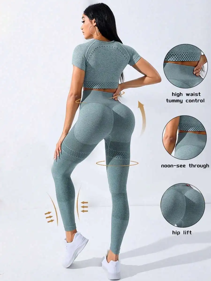 Women Seamless High Stretch Sports Set Workout Leggings High Waist Tummy Control
Women Seamless High Stretch Sports Set Workout Leggings High Waist Tummy Control