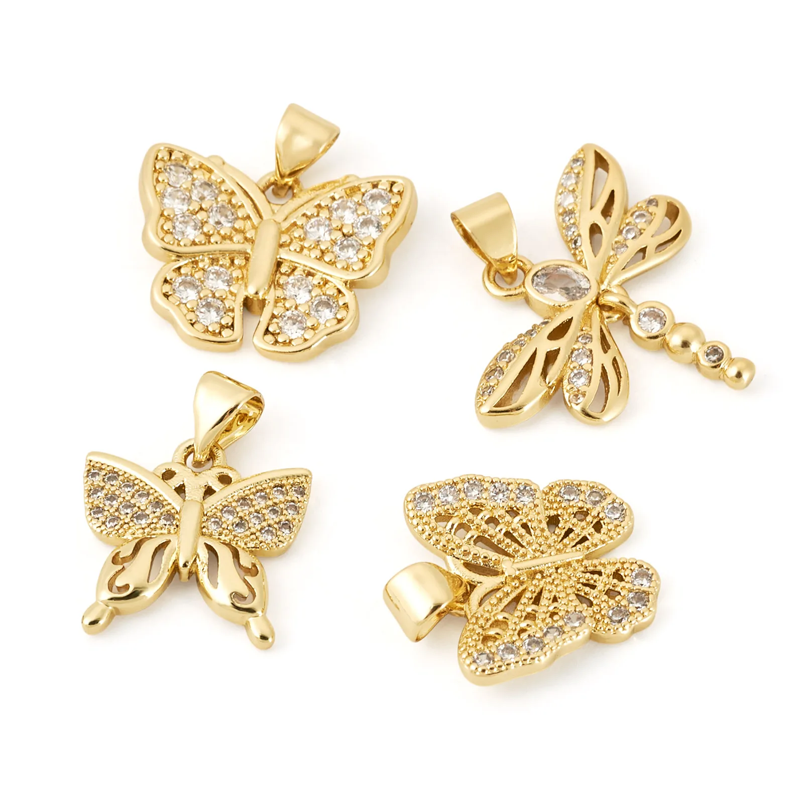 4Pcs Brass Cubic Zirconia Pendants Butterfly & Dragonfly Shape Gold Plated for Making DIY Jewelry Necklace Bracelet Supplies
4Pcs Brass Cubic Zirconia Pendants Butterfly & Dragonfly Shape Gold Plated for Making DIY Jewelry Necklace Bracelet Supplies