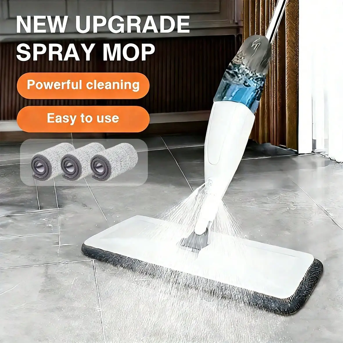 Spray Mop And Three Washable Pads | Water-Spraying Flat Mop, Household All-Purpose Floor Cleaner, Dry And Wet Dual-Purpose, Suitable For Hardwood, Laminate, Tiles, Ceramics
Spray Mop And Three Washable Pads | Water-Spraying Flat Mop, Household All-Purpose Floor Cleaner, Dry And Wet Dual-Purpose, Suitable For Hardwood, Laminate, Tiles, Ceramics