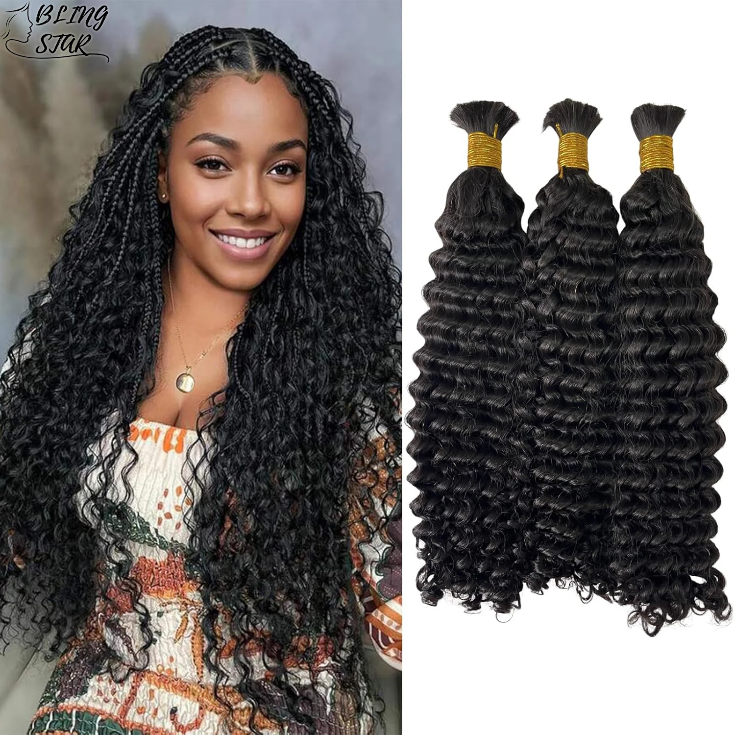 Human Braiding Hair for Boho Braids 120g 12A Deep Wave Bulk Human Hair Curly Bundles Wet and Wavy Knotless Extensions No Weft
Human Braiding Hair for Boho Braids 120g 12A Deep Wave Bulk Human Hair Curly Bundles Wet and Wavy Knotless Extensions No Weft