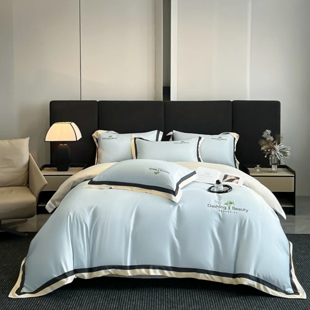 Embroidery Luxury Duvet Cover Set Home Satin Silk Bed Cover Bed Sheet Pillowcase Queen King Size Soft Silky Coolling Bedding Set
Embroidery Luxury Duvet Cover Set Home Satin Silk Bed Cover Bed Sheet Pillowcase Queen King Size Soft Silky Coolling Bedding Set