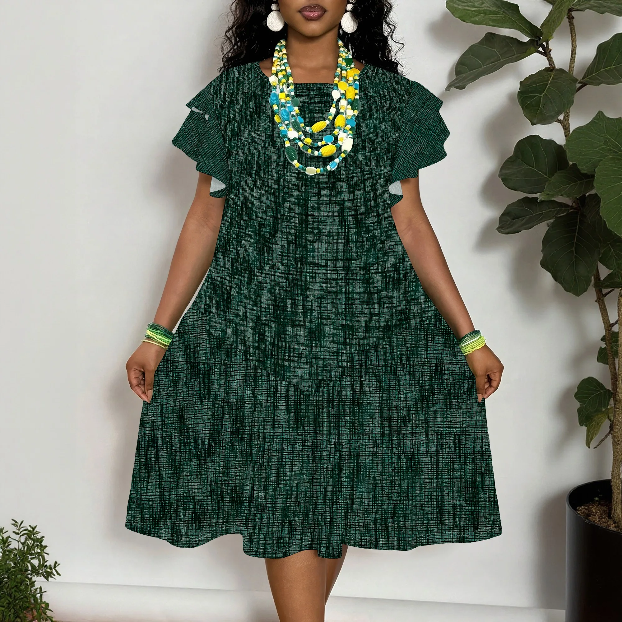 Women's Plus Size Green Printed Short Sleeve Dress XL-6XL Casual Summer A-Line Midi Dress
Women's Plus Size Green Printed Short Sleeve Dress XL-6XL Casual Summer A-Line Midi Dress