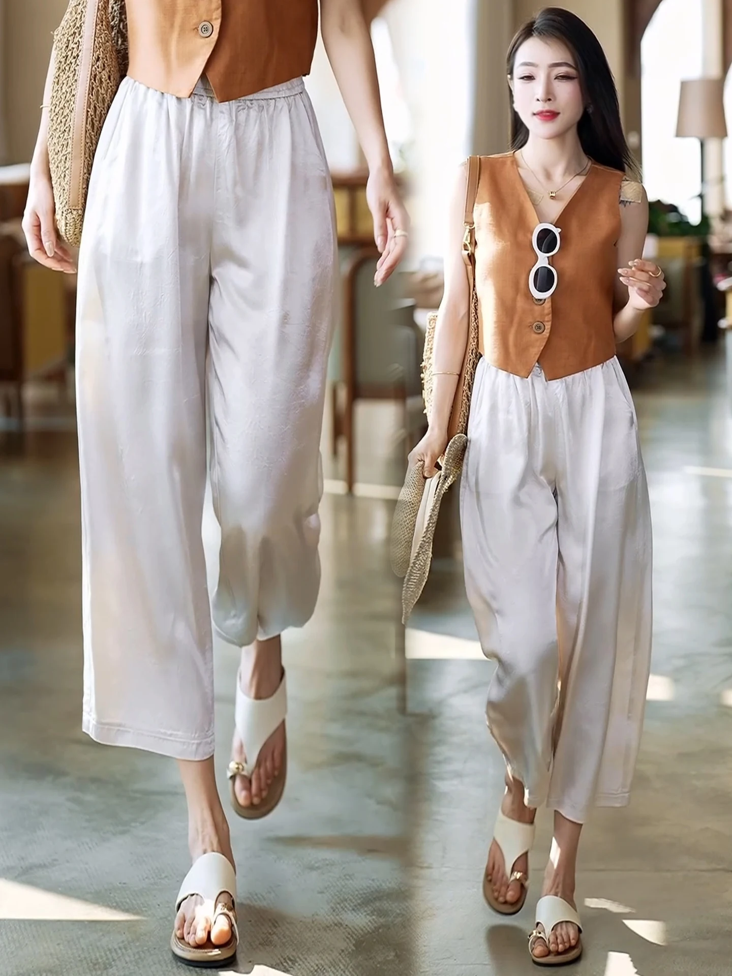 Summer Thin Wide Leg Pants Women's Casual Loose High Waist Balloon Pants Eight Parts Acetate Fiber Comfortable Breathable Coo...
Summer Thin Wide Leg Pants Women's Casual Loose High Waist Balloon Pants Eight Parts Acetate Fiber Comfortable Breathable Coo...