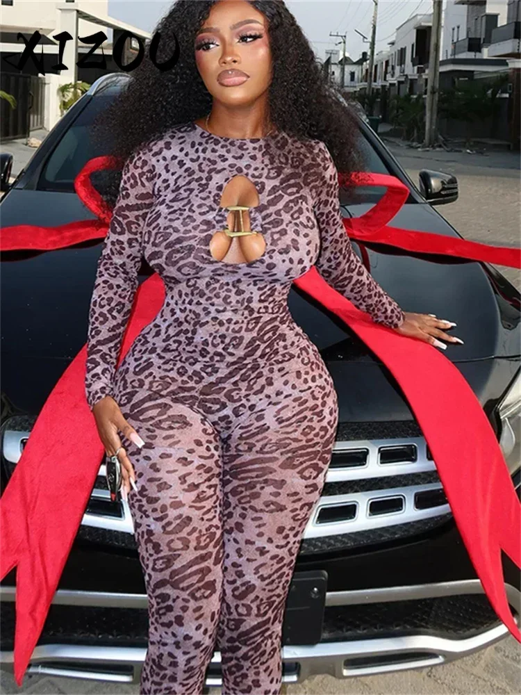 XIZOU Sexy Hollow Jumpsuit Women Wild Leopard Print Bandage Backless Skinny Peach Hip Midnight Trend Club Party Overalls
XIZOU Sexy Hollow Jumpsuit Women Wild Leopard Print Bandage Backless Skinny Peach Hip Midnight Trend Club Party Overalls