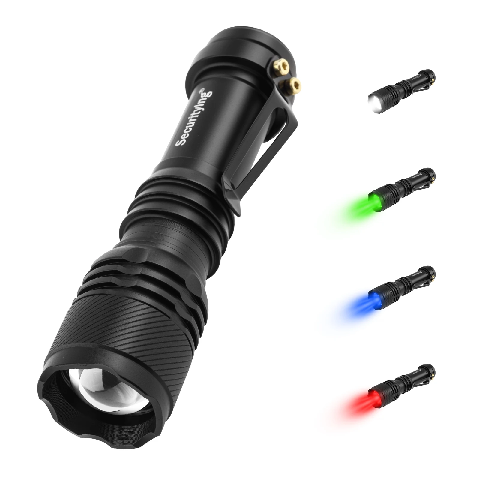 XPE LED Mini Zoomable Flashlight 3 Modes 800LM Single Mode Red Green Blue White Light Waterproof LED Flash Light Torch Lamp
XPE LED Mini Zoomable Flashlight 3 Modes 800LM Single Mode Red Green Blue White Light Waterproof LED Flash Light Torch Lamp