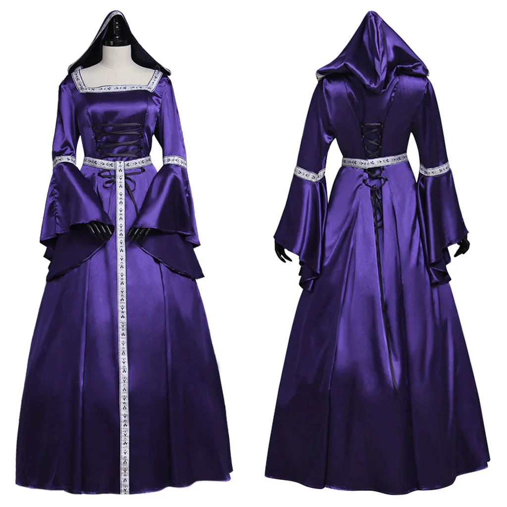 Women's Purple Renaissance Medieval Dress Long Maxi Hooded Dress For Carnival Party Custom Made
Women's Purple Renaissance Medieval Dress Long Maxi Hooded Dress For Carnival Party Custom Made