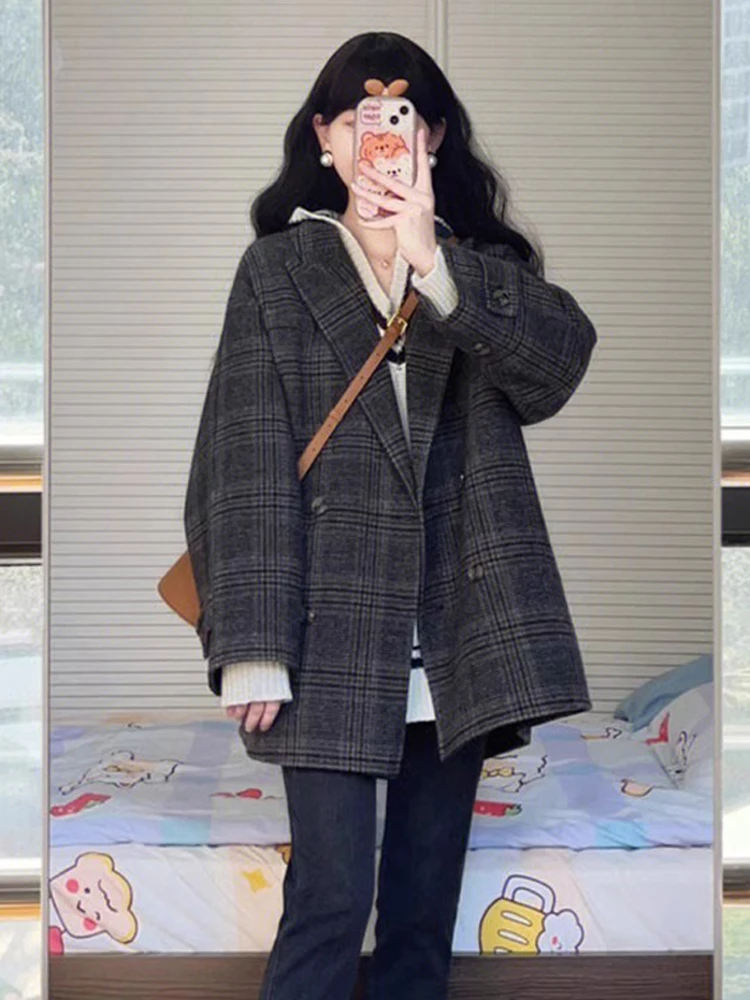 Ретро-пальто в клетку из шерсти для женщин, осенне-зимнее, новое, в корейском стиле, с эффектом высокого качества, маленького размера, из полиэфирного волокна
Ретро-пальто в клетку из шерсти для женщин, осенне-зимнее, новое, в корейском стиле, с эффектом высокого качества, маленького размера, из полиэфирного волокна