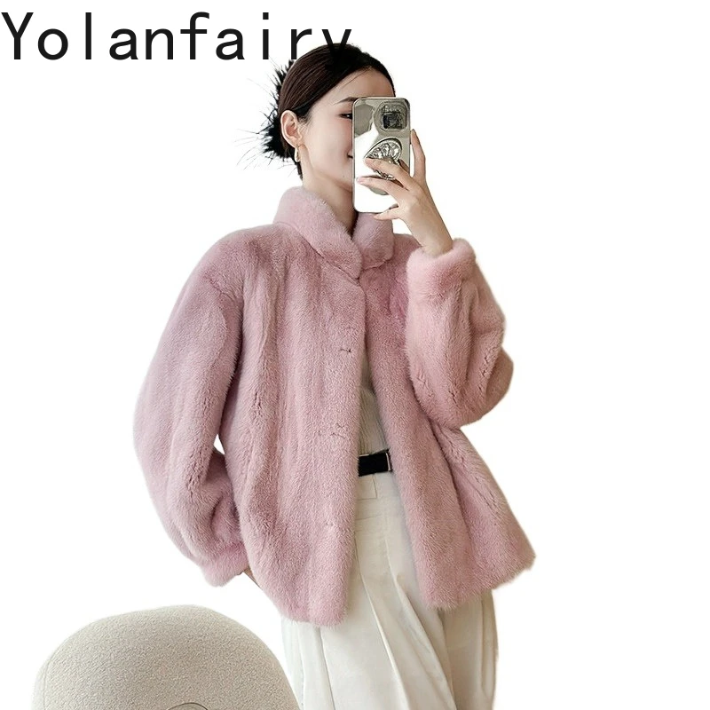 YOLANFAIRY Новая натуральная шуба из меха норки для женщин, зимняя, класса люкс, цельная, с воротником-стойкой, элегантная, короткая, розовая
YOLANFAIRY Новая натуральная шуба из меха норки для женщин, зимняя, класса люкс, цельная, с воротником-стойкой, элегантная, короткая, розовая