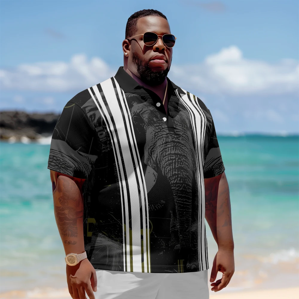 Plus Size Men's Summer Short Sleeve Lapel Elephant stripe matching short sleeve shirt Daily Casual Button Polo
Plus Size Men's Summer Short Sleeve Lapel Elephant stripe matching short sleeve shirt Daily Casual Button Polo