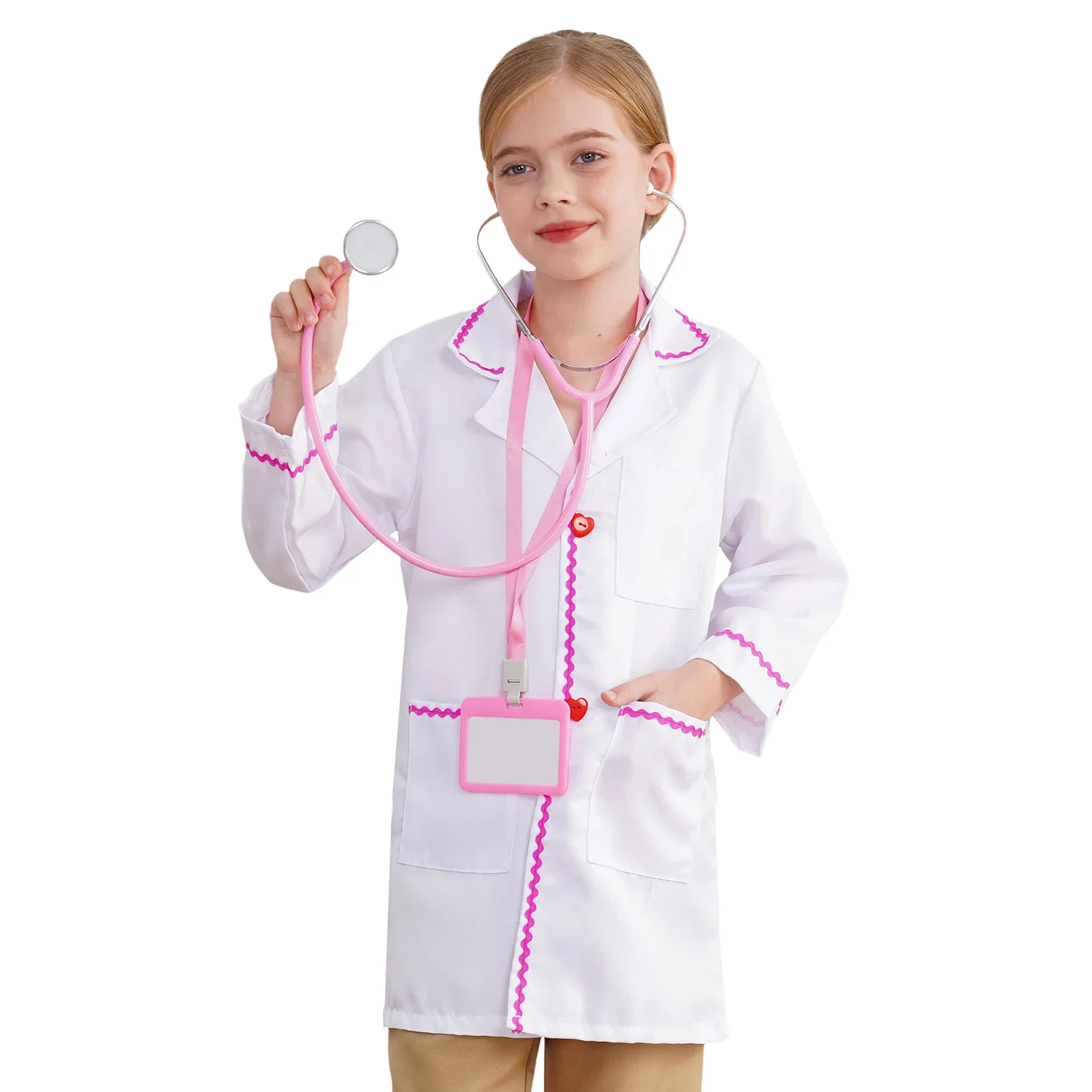 Boys Girls Doctor Cosplay Costume Robe with Stethoscope Toy Work Card Career Day Dress Up Clothes for Halloween Theme Party
Boys Girls Doctor Cosplay Costume Robe with Stethoscope Toy Work Card Career Day Dress Up Clothes for Halloween Theme Party