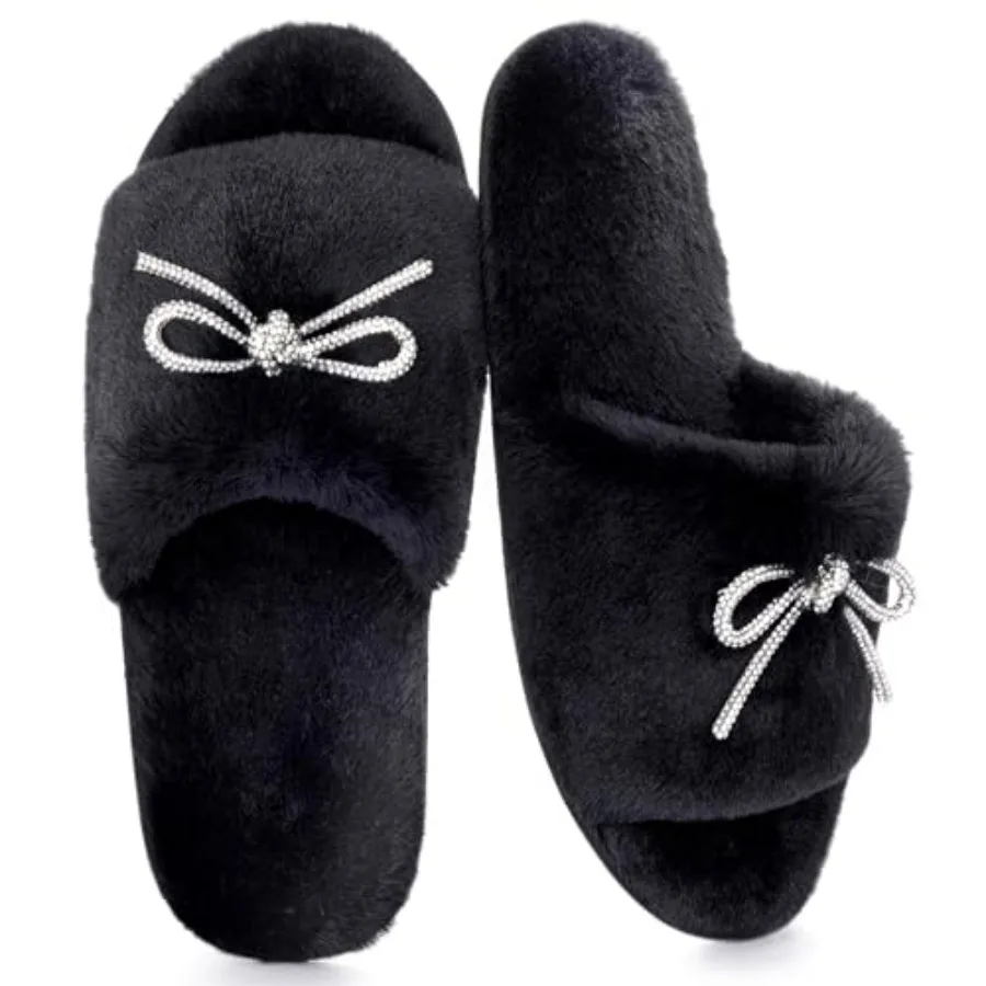 ULTRAIDEAS Women's Fancy Fuzzy House Slippers Indoor, Cute Open Toe Slides with Rhinestone Bowknot, Comfy Fluffy Bedroom House
ULTRAIDEAS Women's Fancy Fuzzy House Slippers Indoor, Cute Open Toe Slides with Rhinestone Bowknot, Comfy Fluffy Bedroom House