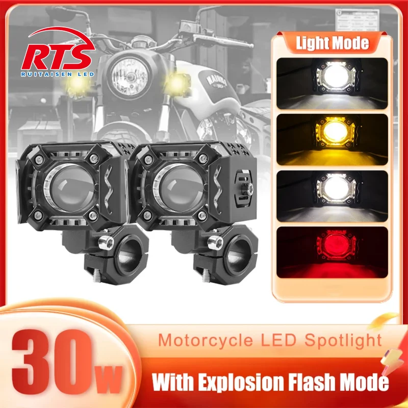 30W LED Motorcycle Lens Spotlight High Low Beams White Yellow with Red DRL Auxiliary Fog Lamp Scooter Driving Headlights 12V-50V
30W LED Motorcycle Lens Spotlight High Low Beams White Yellow with Red DRL Auxiliary Fog Lamp Scooter Driving Headlights 12V-50V