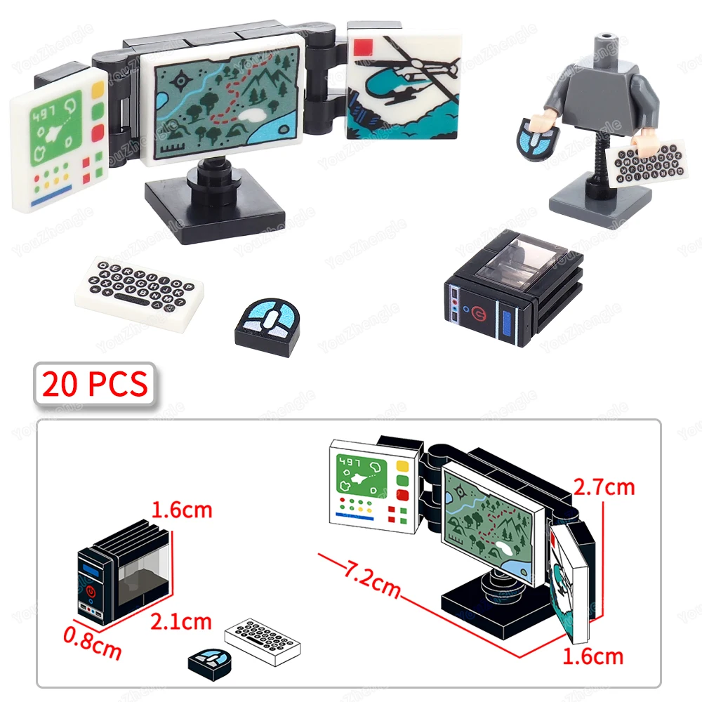 Трехэкранный компьютерный хост-блок, клавиатура, мышь, строительные блоки, фигурки MOC, игровой набор, оборудование для размещения сцен, модели, подарочная игрушка 
Трехэкранный компьютерный хост-блок, клавиатура, мышь, строительные блоки, фигурки MOC, игровой набор, оборудование для размещения сцен, модели, подарочная игрушка