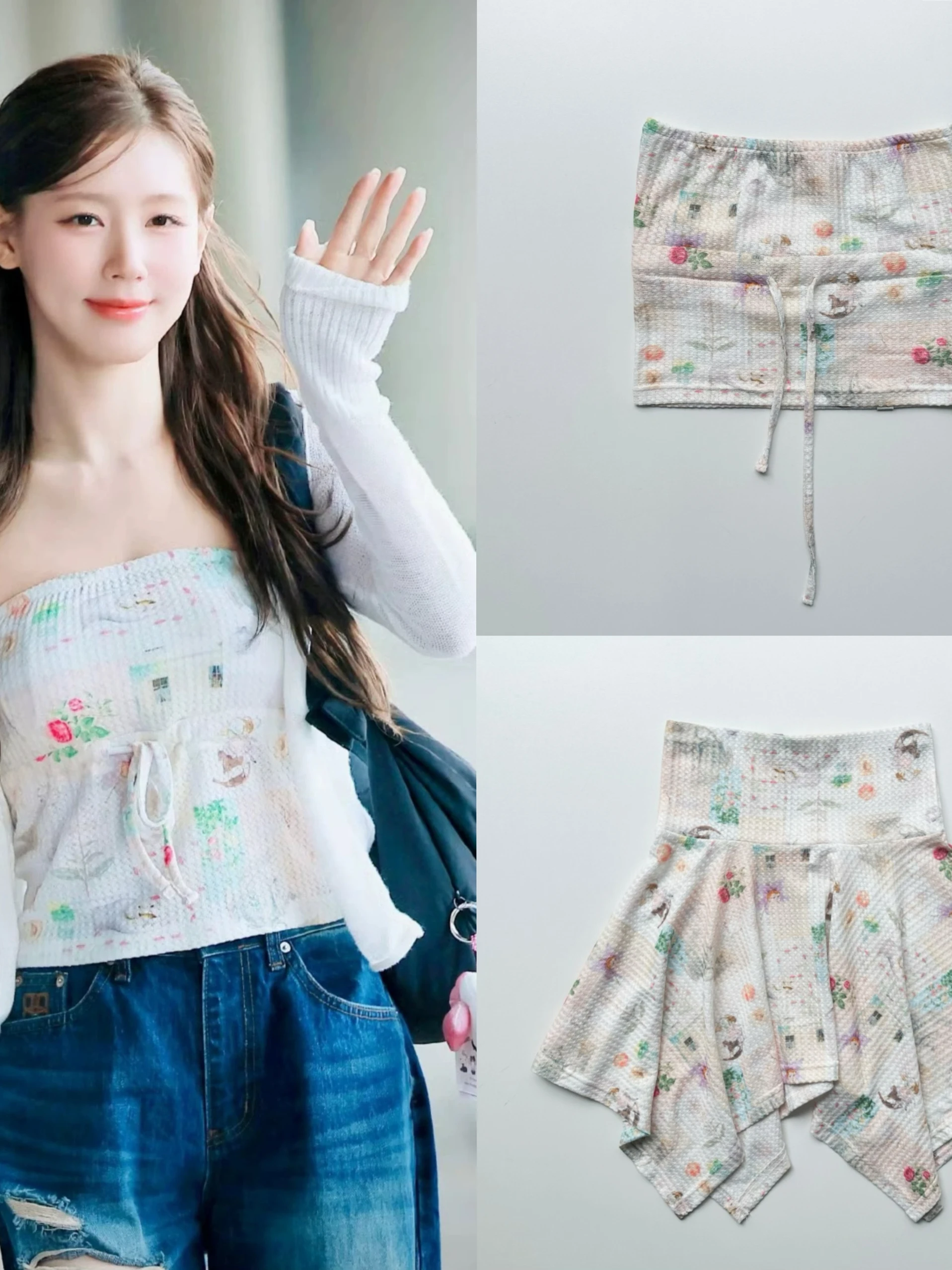 Floral Print Halter Neck Strap Skirt Set Irregular Hemline Girl's PVC Fabric Casual Shopping Street Style Ensemble
Floral Print Halter Neck Strap Skirt Set Irregular Hemline Girl's PVC Fabric Casual Shopping Street Style Ensemble