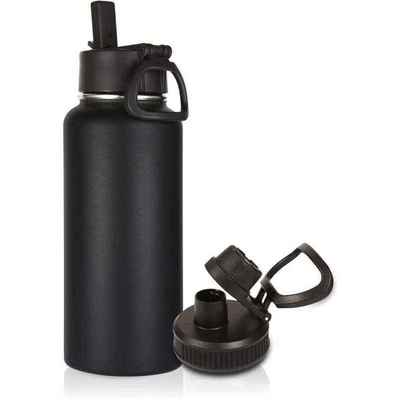32oz stainless steel insulated water bottle with straw lid and spout lid, vacuum sports flask for hot and cold drinks, leakproof
32oz stainless steel insulated water bottle with straw lid and spout lid, vacuum sports flask for hot and cold drinks, leakproof