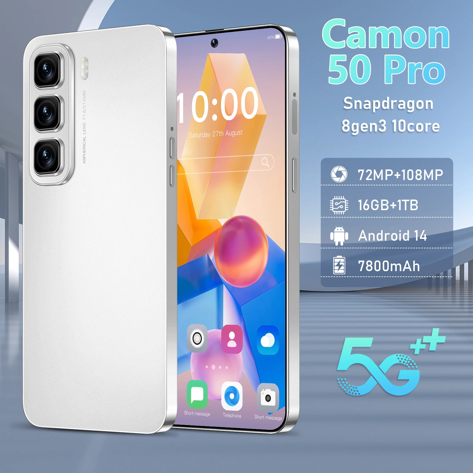 2026 High Quality Camon 50 Pro original intelligent 4G 5G dual card dual standby system global version 7800mAh battery
2026 High Quality Camon 50 Pro original intelligent 4G 5G dual card dual standby system global version 7800mAh battery