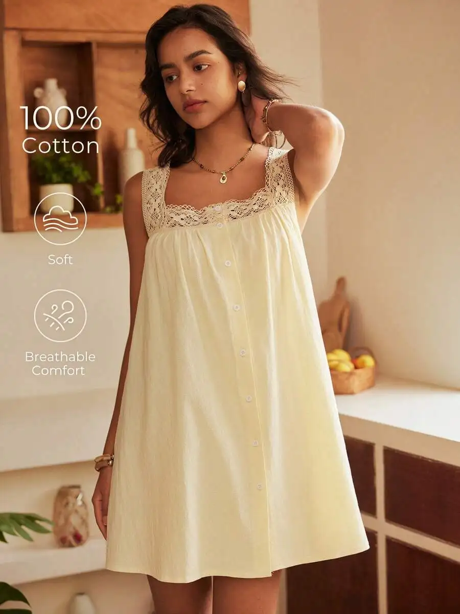 Bohemian Style Spaghetti Strap Cotton Nightgown For Women
Bohemian Style Spaghetti Strap Cotton Nightgown For Women