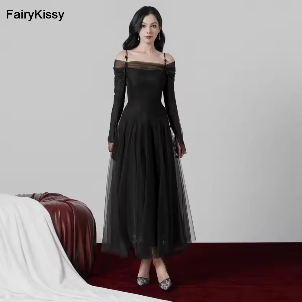 FairyKissy Black Tulle Women Formal Prom Gowns Long Sleeves Homecoming Dresses Birthday Special Occasion Party Gowns Customized
FairyKissy Black Tulle Women Formal Prom Gowns Long Sleeves Homecoming Dresses Birthday Special Occasion Party Gowns Customized