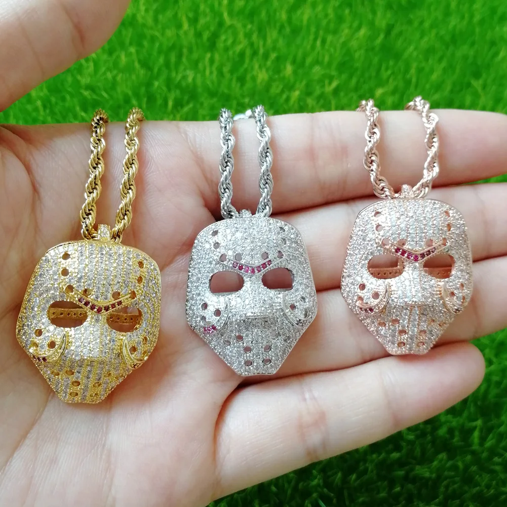 Halloween Hip Hop Accessories Copper Inlaid Zircon Dance Party Mask Pendant New Style Unisex Necklace
Halloween Hip Hop Accessories Copper Inlaid Zircon Dance Party Mask Pendant New Style Unisex Necklace