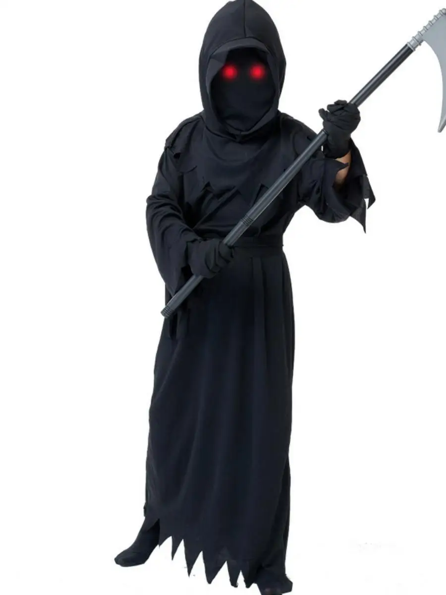 New Halloween Children's Costume Devil Demon Robe Scary Red Eyes Death God Cosplay Play Dress up Clothes Polyester Material
New Halloween Children's Costume Devil Demon Robe Scary Red Eyes Death God Cosplay Play Dress up Clothes Polyester Material