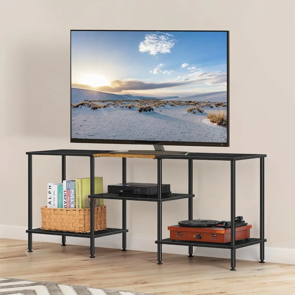 50 inch tv stand 3 tier entertainment center with storage shelves small tall television console table with metal frame, industri
50 inch tv stand 3 tier entertainment center with storage shelves small tall television console table with metal frame, industri