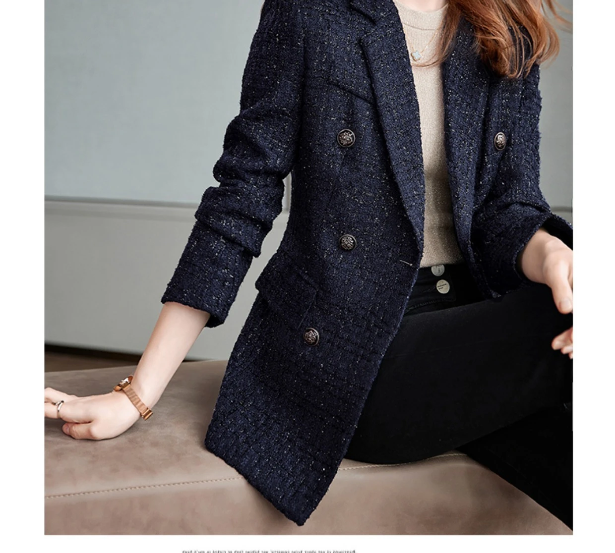 Winter Tweed Blazers Coat Women Thick Warm Long Sleeve Button Elegant Lady Jacket Coat Double-Breasted Overcoat
Winter Tweed Blazers Coat Women Thick Warm Long Sleeve Button Elegant Lady Jacket Coat Double-Breasted Overcoat