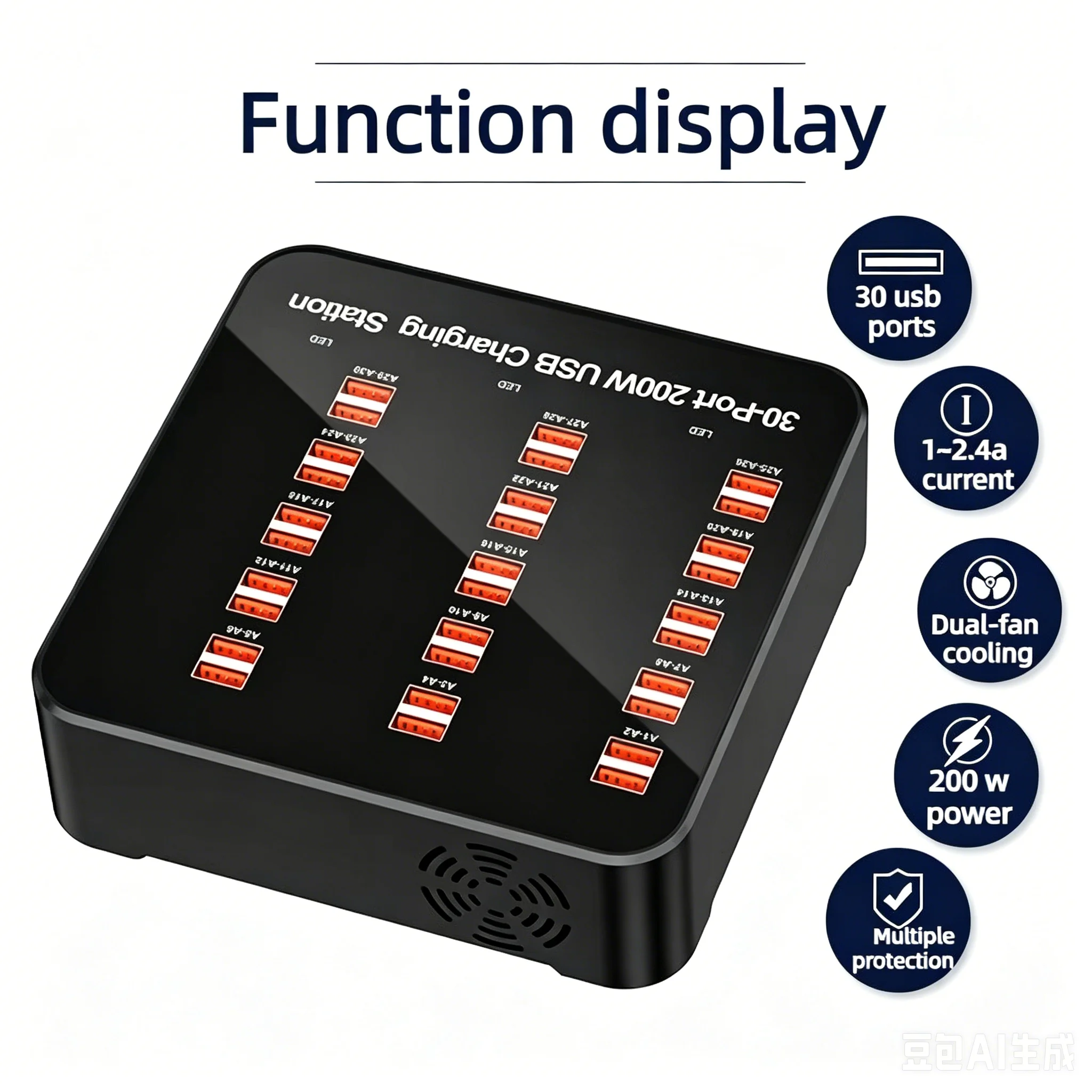 30-Port USB Charger 200W Multi-Port Charging Station Desktop Power Hub for iPhone iPad Android Devices
30-Port USB Charger 200W Multi-Port Charging Station Desktop Power Hub for iPhone iPad Android Devices