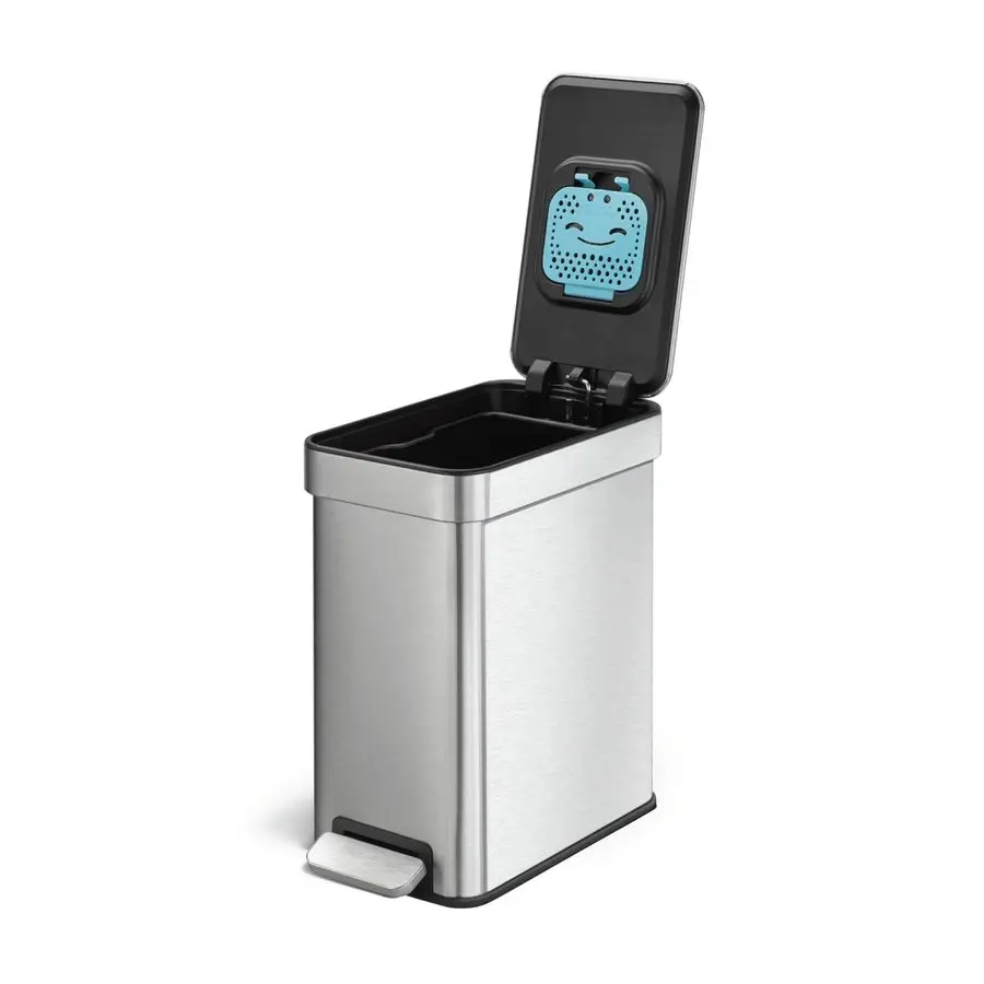 Маленькая мусорная корзина на 3 галлона с крышкой и педалью, CleanAura, контроль запаха, из нержавеющей стали, с тонким дизайном для дома и офиса
Маленькая мусорная корзина на 3 галлона с крышкой и педалью, CleanAura, контроль запаха, из нержавеющей стали, с тонким дизайном для дома и офиса