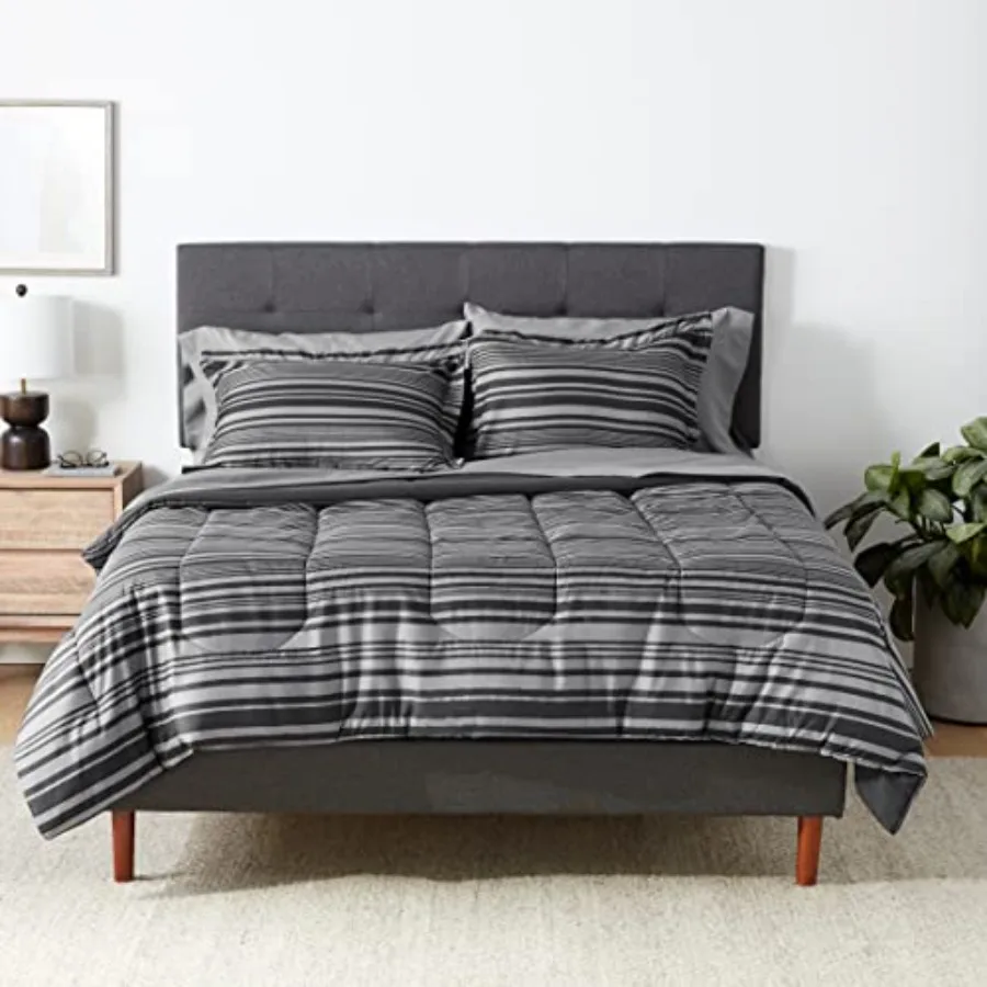 Full/Queen Comforter Set with Sheets 7-Piece Gray Calvin Stripe Bedding Lightweight Microfiber Bed-in-a-Bag Striped
Full/Queen Comforter Set with Sheets 7-Piece Gray Calvin Stripe Bedding Lightweight Microfiber Bed-in-a-Bag Striped