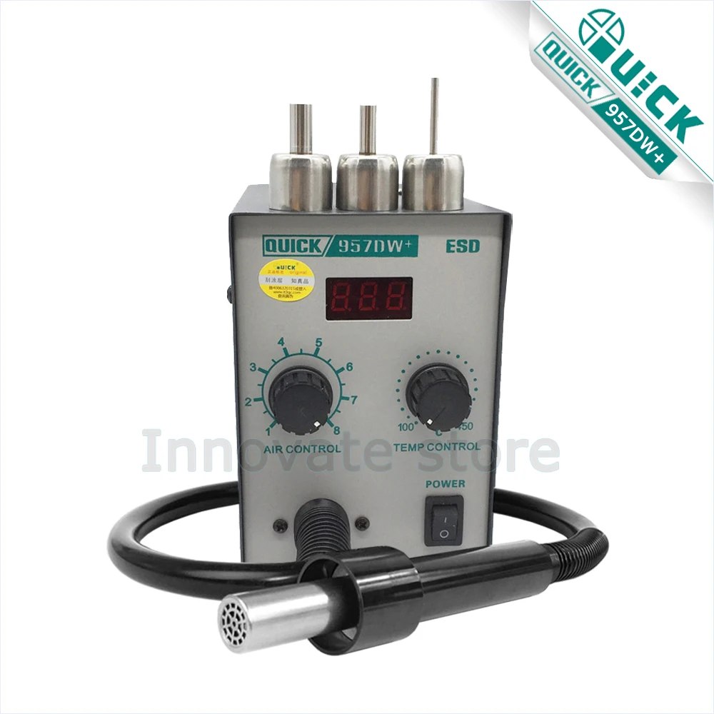 Rework Stations QUICK 957DW+ Hot Air Heat Gun Solder Station 400W LED Display Adjustablewith Welding Station Helical Wind 220V
Rework Stations QUICK 957DW+ Hot Air Heat Gun Solder Station 400W LED Display Adjustablewith Welding Station Helical Wind 220V