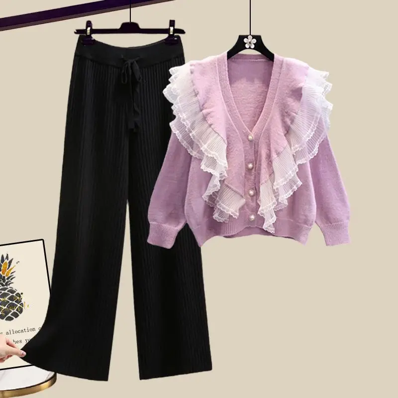 Women's Xiaoxiangfeng Sweet Suit Spring Autumn 2023 New Gentle Style Knitted Cardigan Sweater Wide Leg Pants Two Piece Set
Women's Xiaoxiangfeng Sweet Suit Spring Autumn 2023 New Gentle Style Knitted Cardigan Sweater Wide Leg Pants Two Piece Set