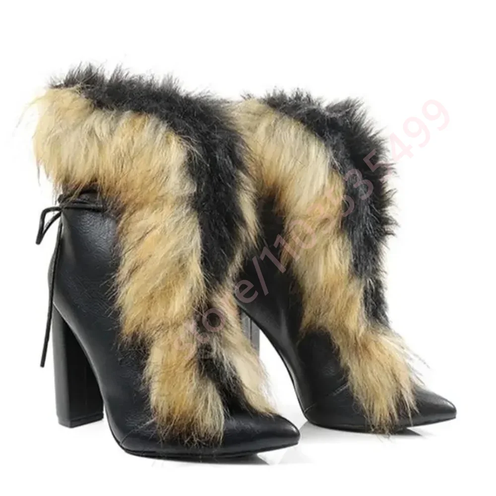 Women's Winter Pointed Toe Furry Ankle Boots Sexy Lace-up Chunky High Heel Plush Boot for Party/Runway Fashion Casual 2025 New
Women's Winter Pointed Toe Furry Ankle Boots Sexy Lace-up Chunky High Heel Plush Boot for Party/Runway Fashion Casual 2025 New