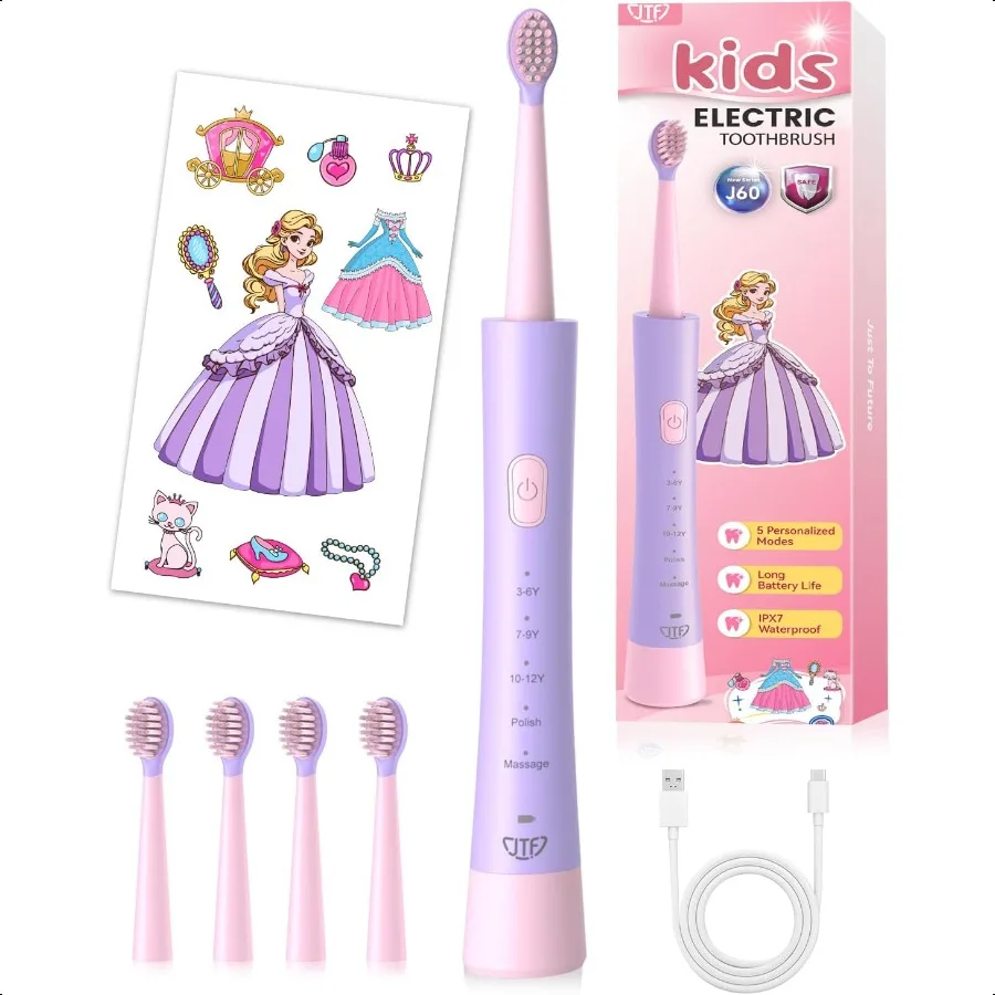 Электрическая зубная щетка, перезаряжаемая: звуковая зубная щетка с умным таймером, 5 режимов чистки, 4 мягких насадки, IPX7, водонепроницаемая и DI
Электрическая зубная щетка, перезаряжаемая: звуковая зубная щетка с умным таймером, 5 режимов чистки, 4 мягких насадки, IPX7, водонепроницаемая и DI