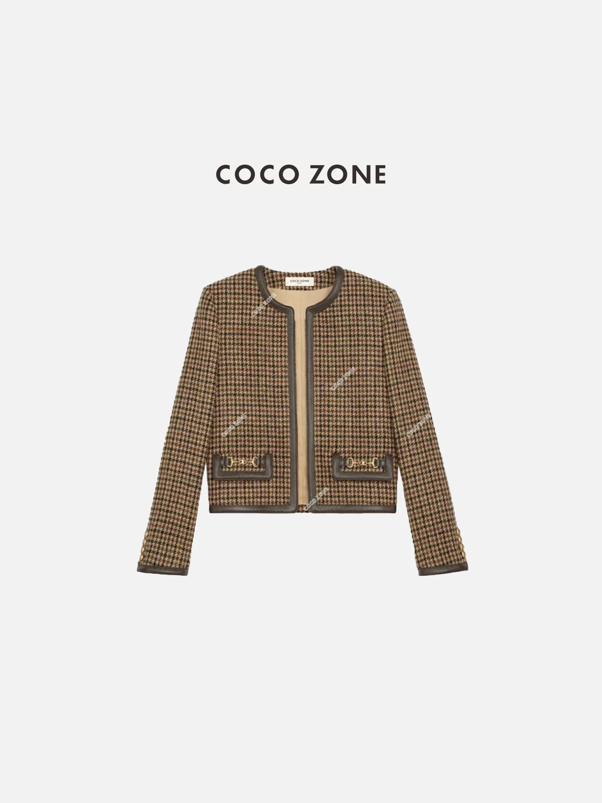 Fashionable Plaid Splicing Short Coat Autumn Small Fragrance Style Knitted Zhang 23C29649 Ladies' Outerwear Polyester Wool Blend
Fashionable Plaid Splicing Short Coat Autumn Small Fragrance Style Knitted Zhang 23C29649 Ladies' Outerwear Polyester Wool Blend
