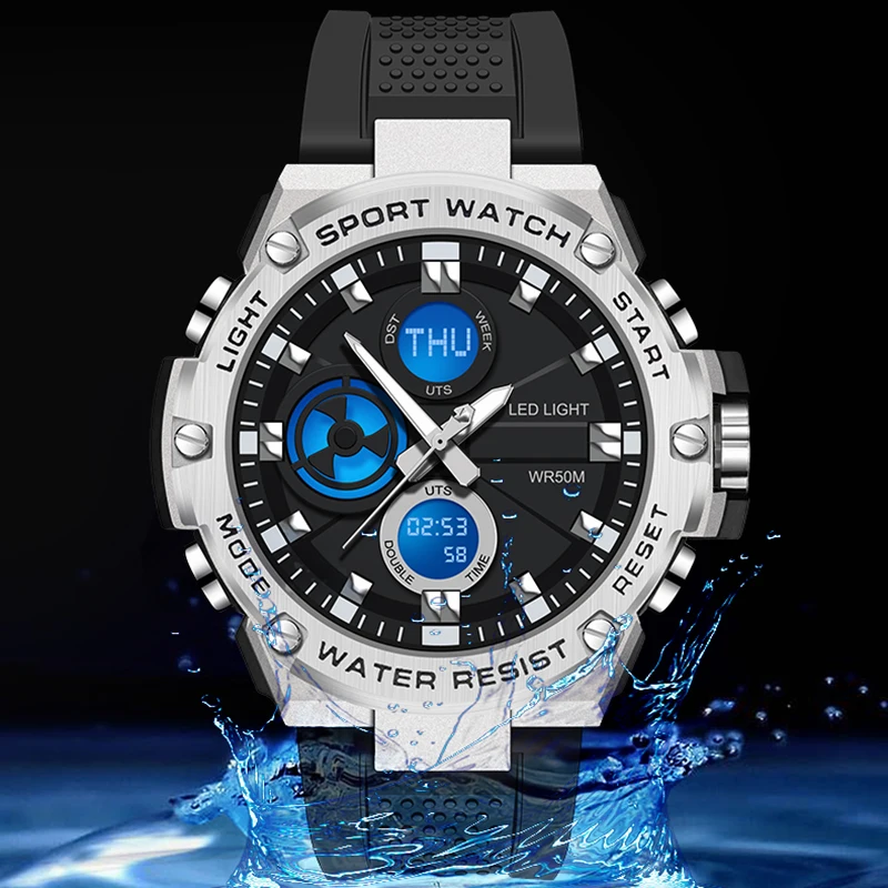 Men's Analog Digital Watch Alloy Case Dual Display Digital Watch LED Luminous Waterproof Wristwatch Men's Watch
Men's Analog Digital Watch Alloy Case Dual Display Digital Watch LED Luminous Waterproof Wristwatch Men's Watch