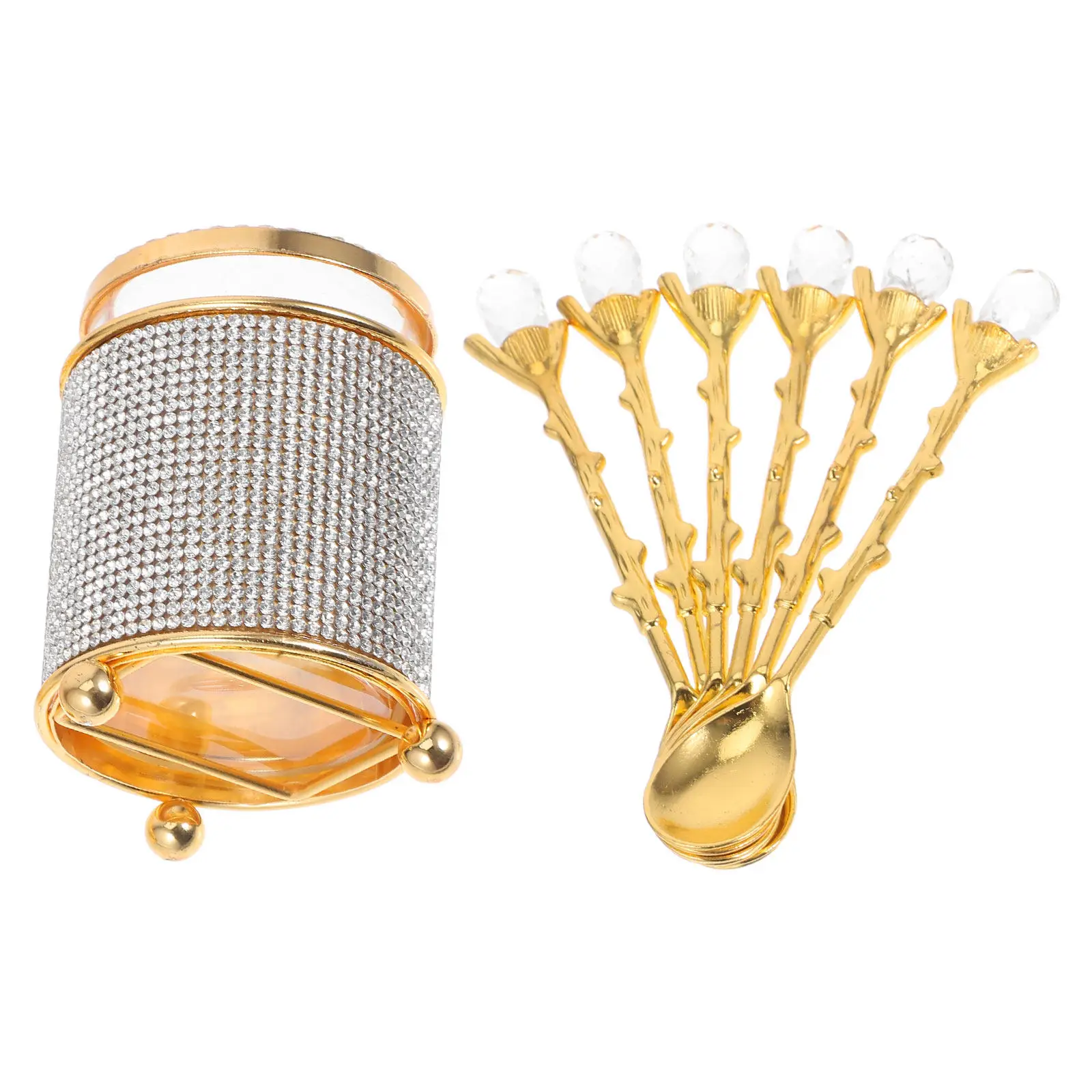 1Set Coffee Spoon Organizer Zinc Alloy Gold Rhinestone Glass Cup Base Elegant Mini Dessert Teaspoon Set for Stirring Mixing
1Set Coffee Spoon Organizer Zinc Alloy Gold Rhinestone Glass Cup Base Elegant Mini Dessert Teaspoon Set for Stirring Mixing