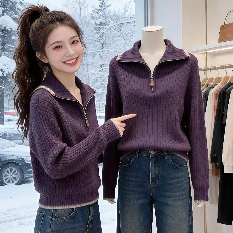 Dalong High-End Unique Spring Knitted Sweater for Women Non-Balloning Color Block Design Comfortable Soft Fabric
Dalong High-End Unique Spring Knitted Sweater for Women Non-Balloning Color Block Design Comfortable Soft Fabric