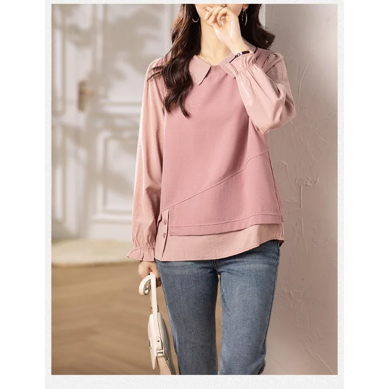 Two Piece Look Long Sleeve Color Block Hoodie Spring Autumn New Style Loose Pullover Fashion Versatile Design Women's Top
Two Piece Look Long Sleeve Color Block Hoodie Spring Autumn New Style Loose Pullover Fashion Versatile Design Women's Top