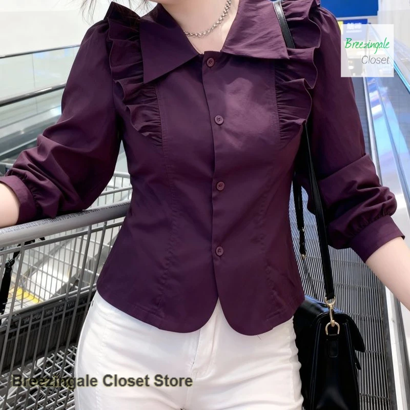 French retro ruffled stitching shirt women's spring and summer new fashion single-breasted Joker casual slim long-sleeved top.
French retro ruffled stitching shirt women's spring and summer new fashion single-breasted Joker casual slim long-sleeved top.