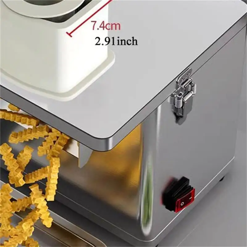Automatic Potato Push Machine 100w Stainless Steel Potato Cutting Machine Wolf Tooth Wavy Potato Chips Stick Maker Machine
Automatic Potato Push Machine 100w Stainless Steel Potato Cutting Machine Wolf Tooth Wavy Potato Chips Stick Maker Machine