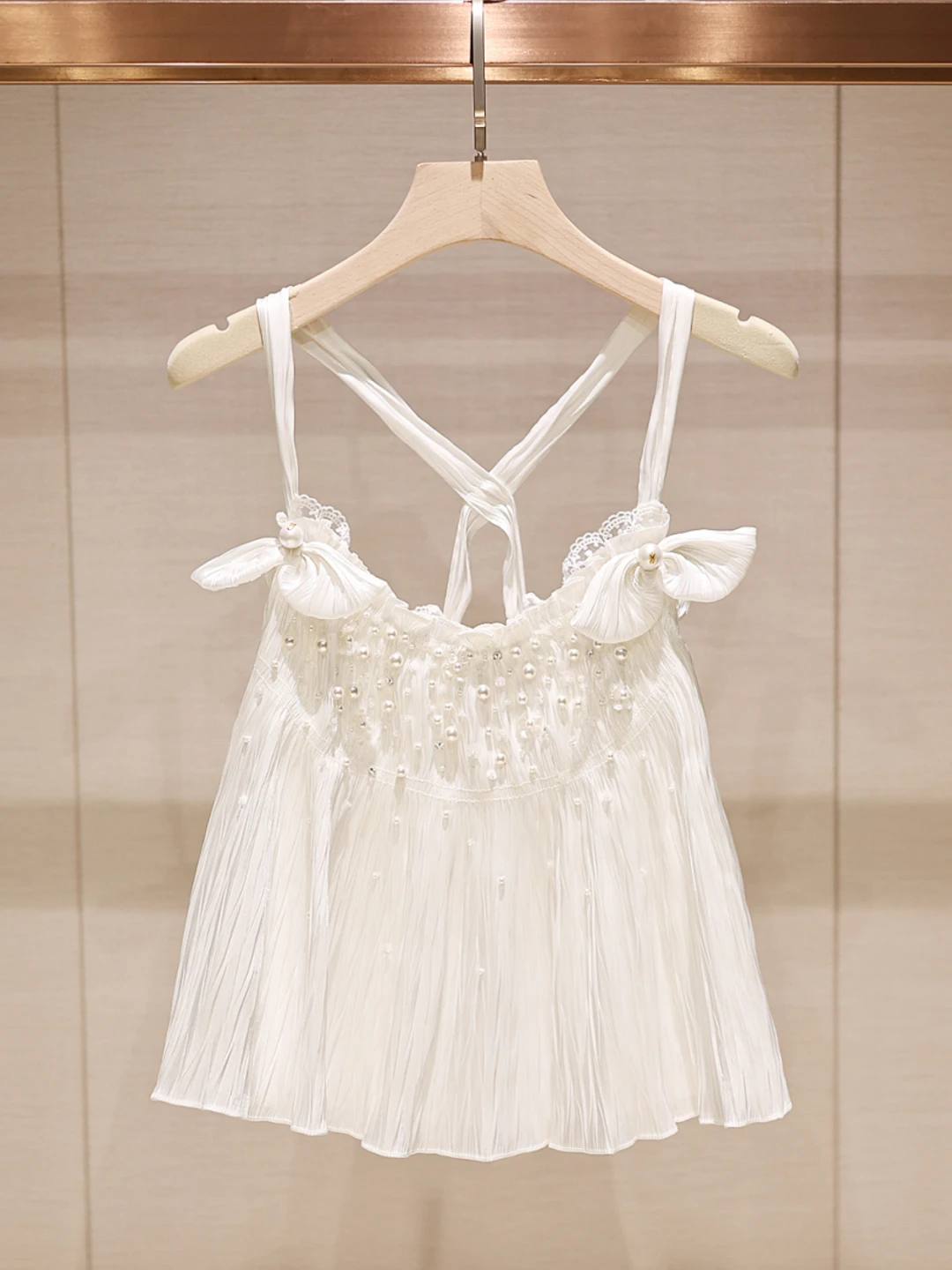 Summer Beautiful Sweet Top with Knot Embroidered Lace Loose Strapl Vest White Color Women's Casual Faion irt
Summer Beautiful Sweet Top with Knot Embroidered Lace Loose Strapl Vest White Color Women's Casual Faion irt