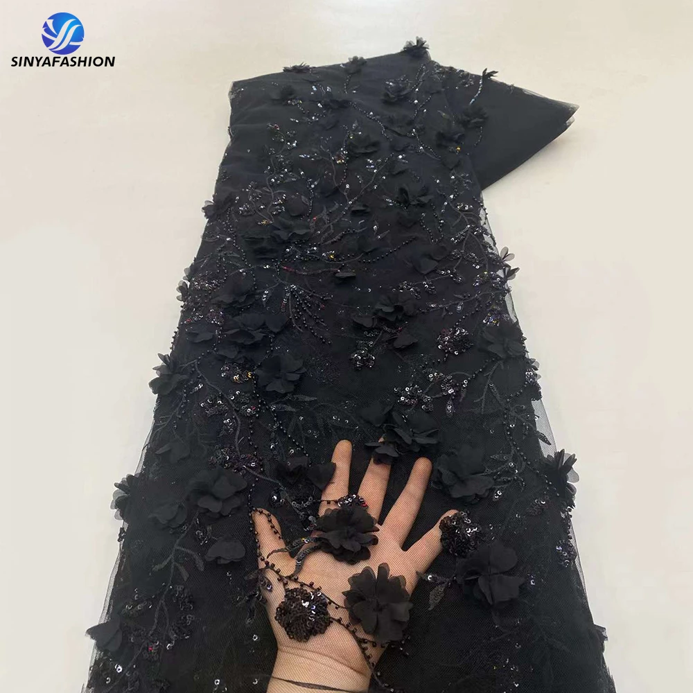 African 3D Floral Lace Fabric 2023 High Quality Black Embroidered French Tulle Luxury Sequins Beaded Wedding Bridal Lace 34353
African 3D Floral Lace Fabric 2023 High Quality Black Embroidered French Tulle Luxury Sequins Beaded Wedding Bridal Lace 34353